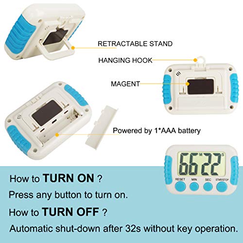 Classroom or Meeting Timers for Kids and Teacher Digital Kitchen Timer, Count-Up & Count Down for Cooking Baking Sports Games Office Study, Blue