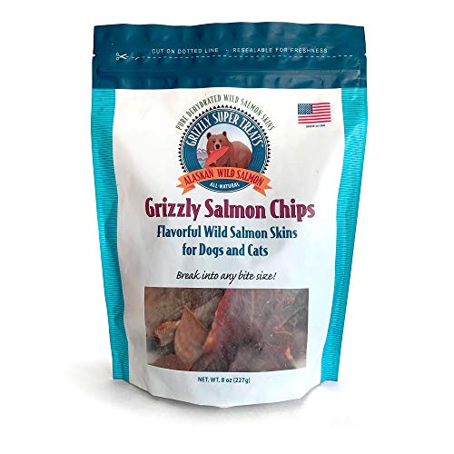 Grizzly Limited Edition Wild Alaskan Salmon Chips for Dogs and Cats, 8 oz Sourced & Made in