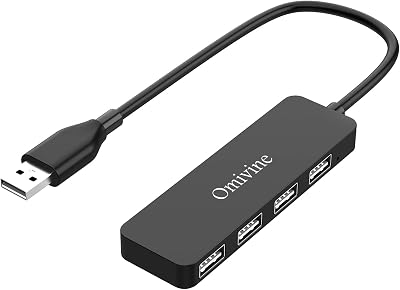 Omivine 4-Port USB 3.0 Hub Splitter Expander for PC Laptop MacBook Ultra-Slim