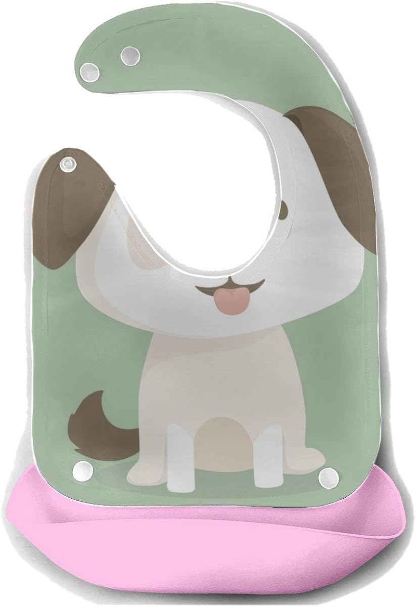 Feeding Bibs For Girls Cute Sitting Puppy Dog Animal