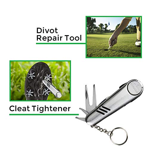 RAHATA 7-in-1 Golf Multitool Including Divot Repair,Groove Cleaner Brush,Cleat Tightener,Ball Maeker,Pocket Knife and Removable Pen,All You Need on The Golf Course - Thumbnail 5