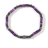 SHINUS BOHO Dainty Turquoise Beaded Bracelet Handmade Purple Stretch Bracelets For Women,Fashion Bohemian Beads Crystal Gemstone Prom Jewelry Gift Frindship.
