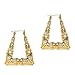 Gold Plated Hollow Triangle Bamboo Hoop Earings. Premium Finish & Quality. 2 X 2.5 Inch. Medium