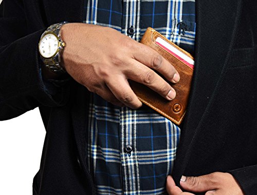 Aaron Leather RFID Blocking Leather Wallet For Men | Compact And Slim | Multiple Card Slots | Hybrid Bifold Trifold Design Wallet With Flip Out ID Window By (Brown)