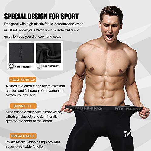 MEETYOO Men's Base Layer Bottom, Cool Dry Compression Leggings for Men