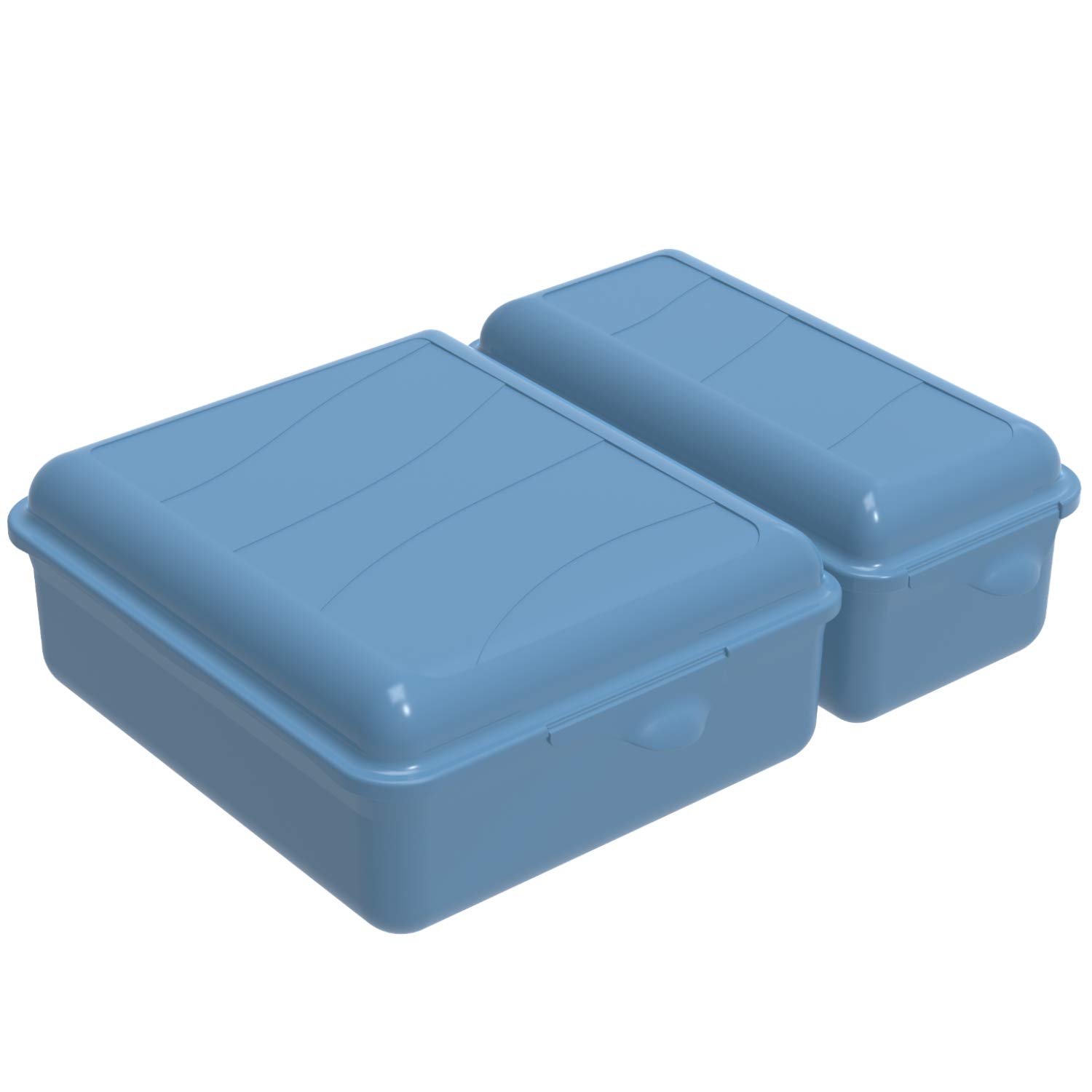 Rotho, Fun, Vesper box with two separate compartments, Plastic (PP) BPA-free, blue, 1,05l + 0,55l (22,0 x 16,5 x 7,0 cm)