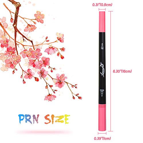 120 Colors Dual Tip Brush Marker Pens, 0.4 Fine Tip Marker Pens and Watercolor Brush Highlighter Pen Set for Sketch Book Coloring Book Note Taking Writing Planning Art Project