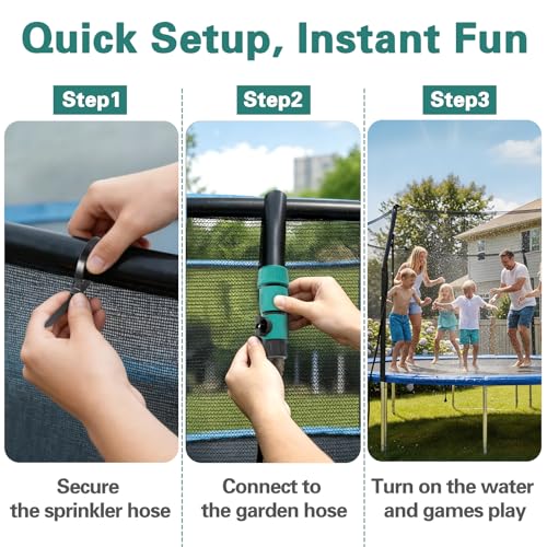 Bobor Trampoline Sprinkler for Kids, Outdoor Trampoline Water Sprinklers, Backyard Summer Water Toys, Outside Trampoline Accessories for Yard Backyard Water Fun (39ft)