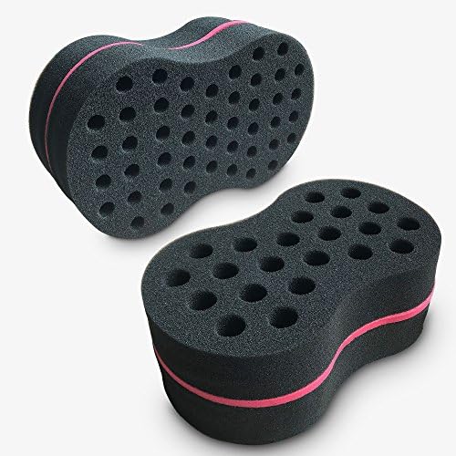 Kasimedo Double Sided Afro Hair Sponge Twists Barber Hair Styling Tool with Big Holes for Natural Twists Curls Coils Dreads (1 Pack)