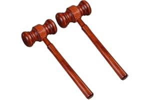 SLUSWALLOW 2 Pcs Wood Judge Gavels Auction Court Gavels Wooden Judge Hammers Wood Hammer Props Judge Costume Accessories for Lawyer Courtroom Desk Accessories and Workspace Organizers 3.2 x 6.7 x 17.4 cm