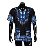 MoKingTop Traditional Unisex African Print Dashiki Shirt Pocket Blouse Tops