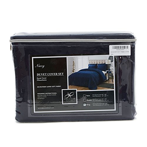 Word of Dream Brushed Microfiber Duvet Cover Set - Lightweight and Soft - Full/Queen, Navy