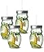 Circleware 69052 Owl Mason Jars Drinking Glasses with Metal Lids and Hard Plastic Straws Set of 4, Glassware for Water Beer and Kitchen & Home Decor Dining Beverage Gifts, 15 oz, Clear
