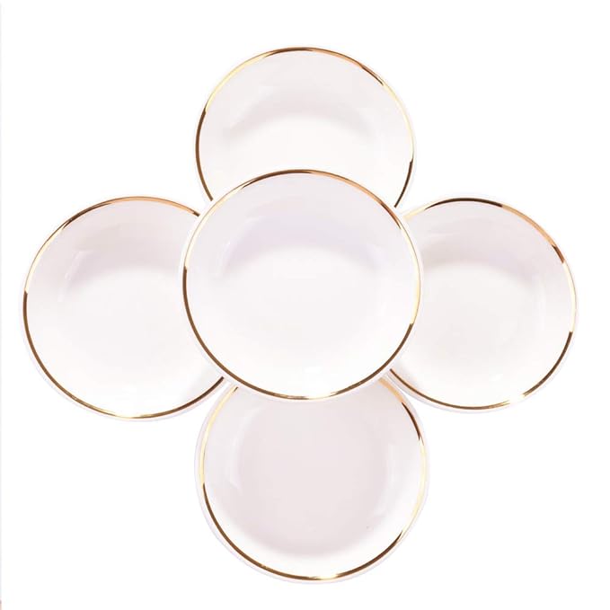 Juego de 5 platos de salsa de soja de cerámica, color dorado ...