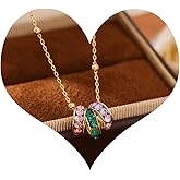 Gold Circle Pendant Necklace for Women 14K Dainty Cubic Zirconia Circle Sliding Chain Charm Trendy Statement Jewelry