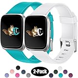 Wepro For Fitbit Versa Bands Replacement for Women Men Small, Sports Watch Band Accessory for Fitbit Versa Smartwatch, Teal, White