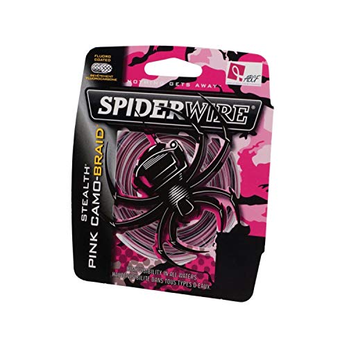 SpiderWire Stealth Superline Fishing Line, Pink Camo, 20/8 Pound Test-300 Yard