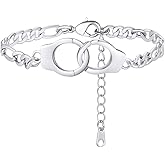 FindChic Handcuff Ankle Bracelets for Women Stainless Steel/18K Gold Plated/Black Infinity Custom Name Ankle Chain Jewelry Gift for Best Friends/Family, with Gift Box