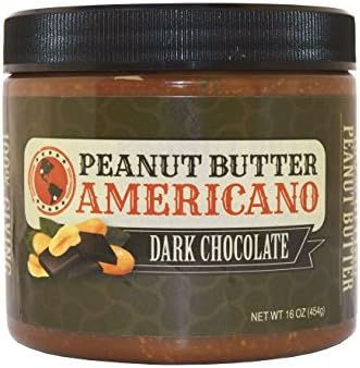 PB Americano Gourmet Crunchy Roasted DARK CHOCOLATE Peanut Butter – Healthy, All-Natural, Low Net Carb, Non-GMO, 16 Oz (Single)