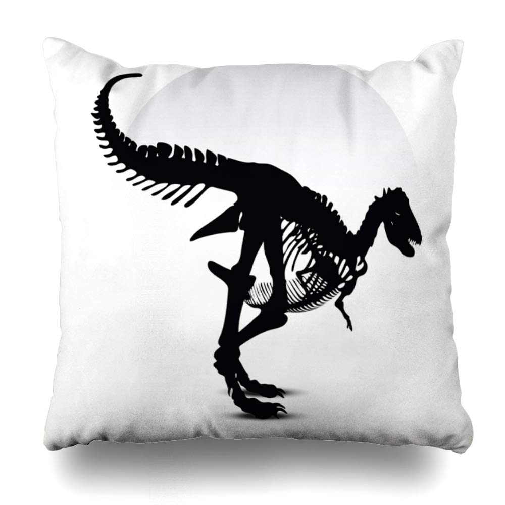 Nowカスタム スローピローカバー アーコサウルス 恐竜 トレックス スケルトン 野生動物 シャドウバック ブラッククリップ 輪郭カットデザイン ファスナーなし 枕カバー 正方形 サイズ 50 8cm X 50 8cm ホームデコ ピローケース Square W X L ベージュ Square