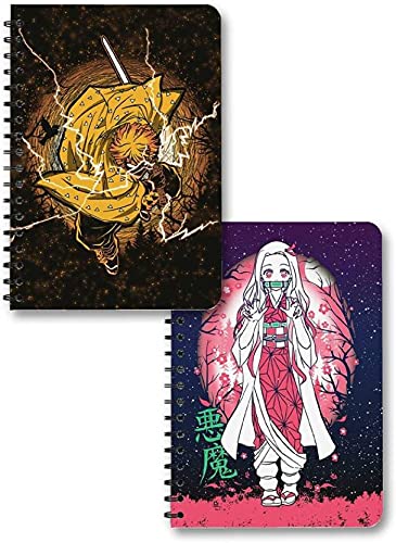 Nezuko and Zenitsu Demon Slayer Anime Spiral A5 Blank Notebook – 150 Pages (Set of 2 Pieces)
