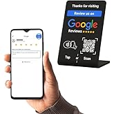 NFC Tap Google Review Stand - Boost Customer Feedback with Tap & Scan QR - No App, No Subscription - Works on iPhone & Android (Black 4.1"x2.7" 1-Pack)