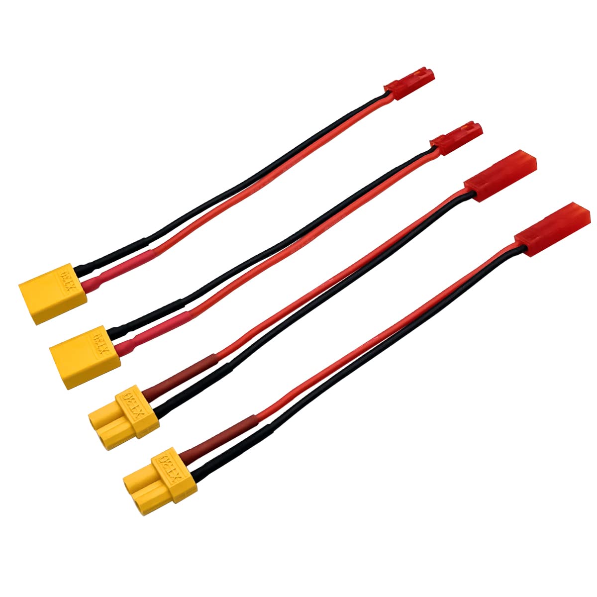 Nuofany 2pairs XT30 Plug to JST Connector Male Female 20AWG Silicone Cable Wire Adapter for RC FPV ESC Speed Controller Lipo Battery Charging