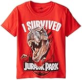 Jurassic Park Big Boys' Short Sleeve T-Shirt Shirt, Light Red, X-Large/18
