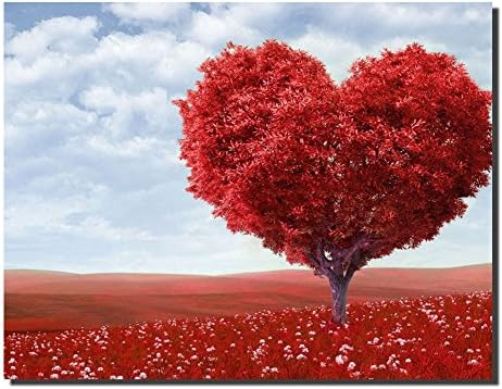 DIY Full Area Round 5D Diamond Painting Tree,Handmade Paste Painting Resin Drill Cross Stitch Kit Home Décor Wall Decoration (red love tree, 30cm x40cm)