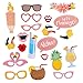 Trasfit 21Pcs Luau Photo Booth Props Kit for Hawaii Themed Summer Party Supplies, Tropical/Tiki/Summer Pool Party Decorations Supplies