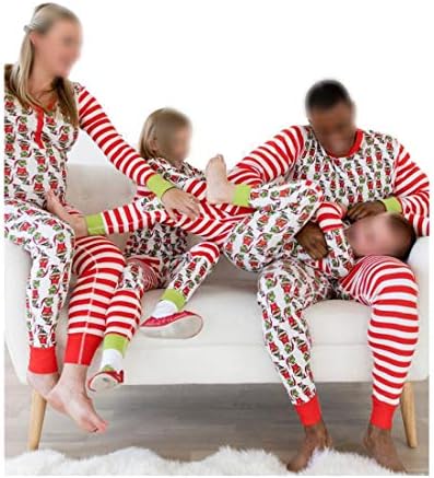 Family Christmas Pajamas Sets Grinch Christmas Hat Pants Sleepwear Homewear