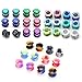 PiercingJ 36pcs Candy Colors Spots Acrylic Ear Stretching Plugs Kit and Double-flared Thin Silicone Saddle Tunnels Set