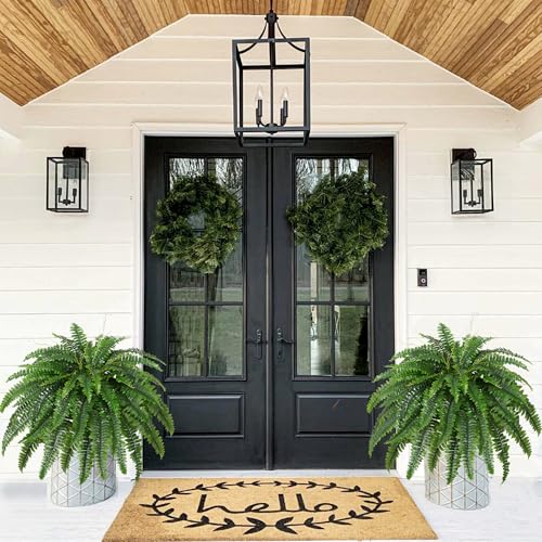 Dkaltm Artificial Boston Fern Bush- Set of 2 Large Artificial Ferns for Outdoors, 45Inch Large Faux Ferns, Suitable for Office & Living Room Decor, 55Branches for Each Bouquet