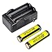 BESTSUN 2Pcs 3.7V 18650 2800mah Protected Rechargeable Lithium Battery with 18650 Battery Charger