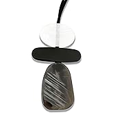 AricizBeauty Boho Multilayer Pendant Necklace – Geometric Resin Molded Leather Cord Chain, Vintage Long Sweater Necklace for Women