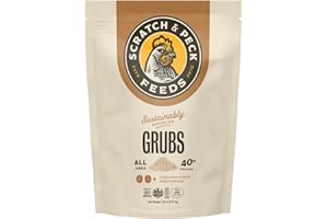Scratch and Peck Feeds Cluckin' Good Grubs for Chickens - Sustainably Grown in North America - Natural High Protein, Calcium Dense - Dried Black Soldier Fly Larvae Bird Treats - 1.25-lbs