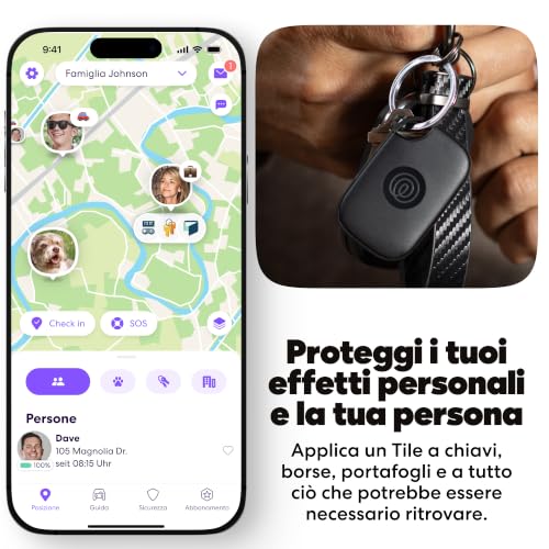 Tile Pro - Localizzatore, cerca oggetti e tracker Bluetooth per chiavi, borse e altro. Compatibile con iOS e Android. Trova telefono. Pacchetto da 1 (Nero)