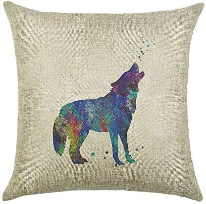 KLYDH Animals Cushion Cover Wolf Rabbit Lion Tiger Owl Bull Bear Deer Hedgehog Cat Printing Double-sided Thick Square Pillowcase,Cover Size:20 x 20 Inch(50cm x 50cm)