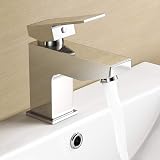 Home Standard Cubix Chrome Mono Basin Mixer Tap with Waste Solid Brass Ceramic view 2