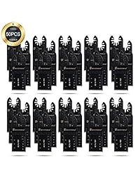 WHDZ   Lote de 50 hojas de sierra oscilantes de madera y metal, herramienta multiherramienta profesional universal de liberación rápida con escala, corte preciso para Dewalt, Porter Cable,Rockwell,Makita,Black & Decker,Bosch Crafts