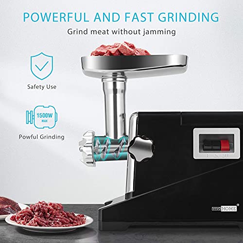 VIVOHOME 1500W Electric Meat Grinder with 4 Grinding Plates, 3 in 1