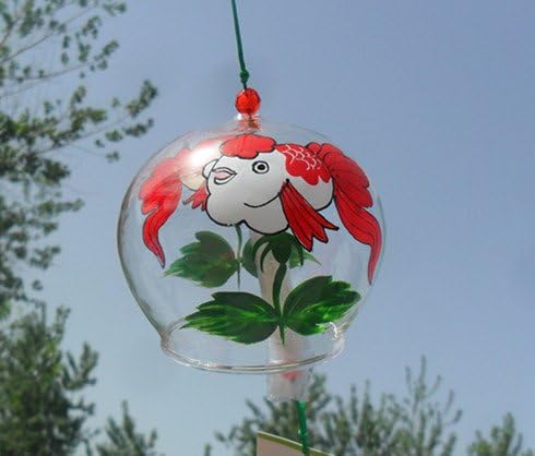 EliteShine Wind Bell Japanese Wind Chimes Handmade Glass Wind Chimes-(Goldfish)