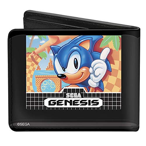 Buckle-Down Men's Bifold Wallet Sega Genesis Sonic, Multicolor, 4.0" x 3.5"