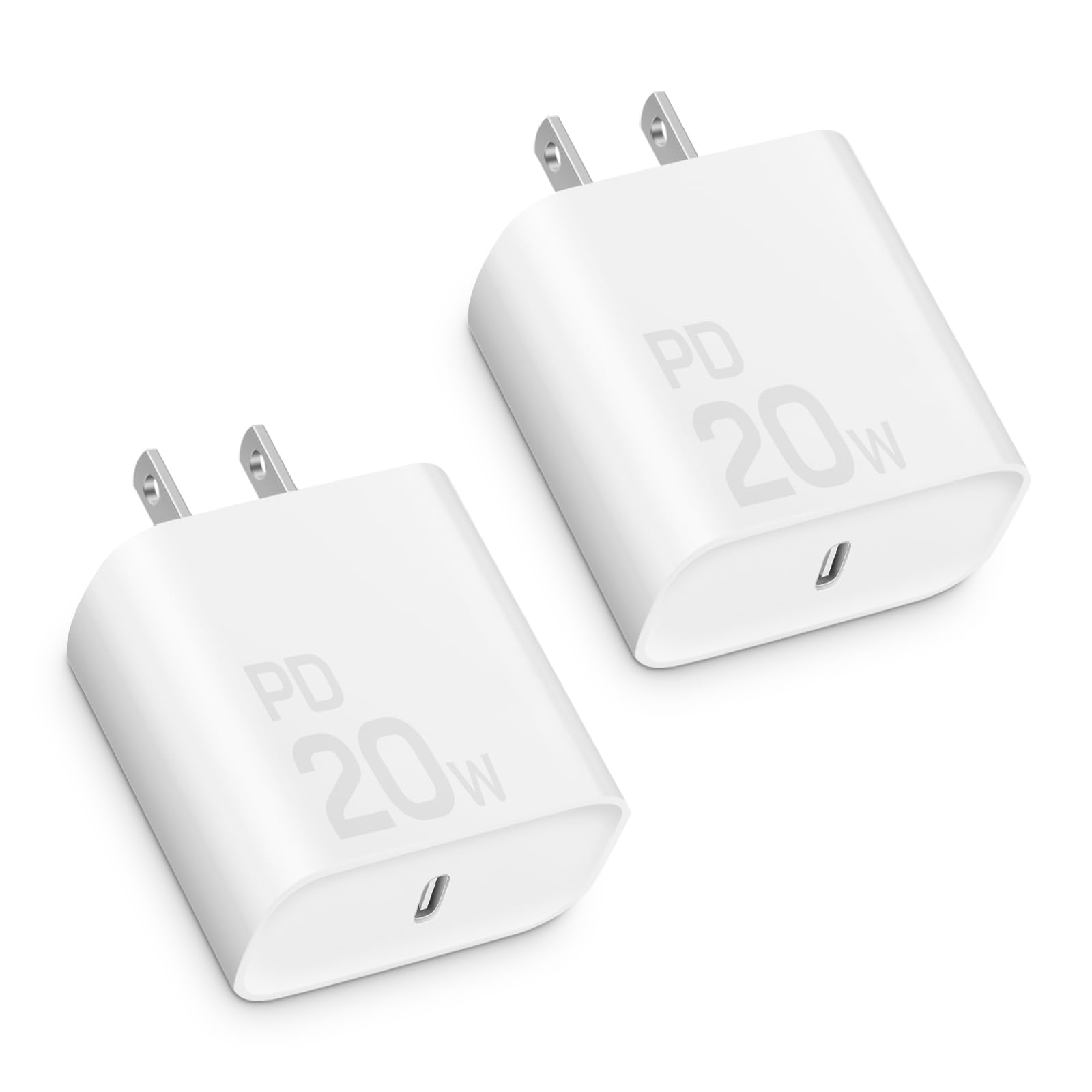 USB C Charger Block 20W-Type C Power Adapter for IP 16/16 Pro/16 Plus/16 Pro Max /15/15 Pro/15 Plus/15 Pro Max/14/13/12/11/SE/XR/8, i Pad Pro/Mini, Galaxy, Pixel 4/3 and More [2-Pack] mz