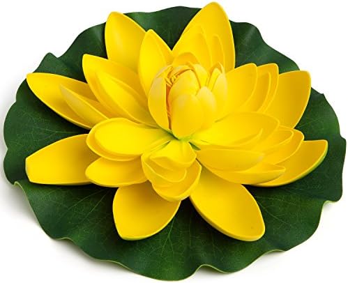 Simply Essentials Best Floating Flowers Set of 4 for Weddings - Pools - Holidays - Aquarium - Wedding Decorations - Hot Tubs - Extra Large - 11 Inch Each (Yellow)