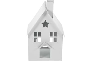 Alipis Rustic Galvanized Metal House Decorative Tin House Tea Light Votive Candle Holder Lantern Christmas Home Farmhouse Dining Table Decoration White