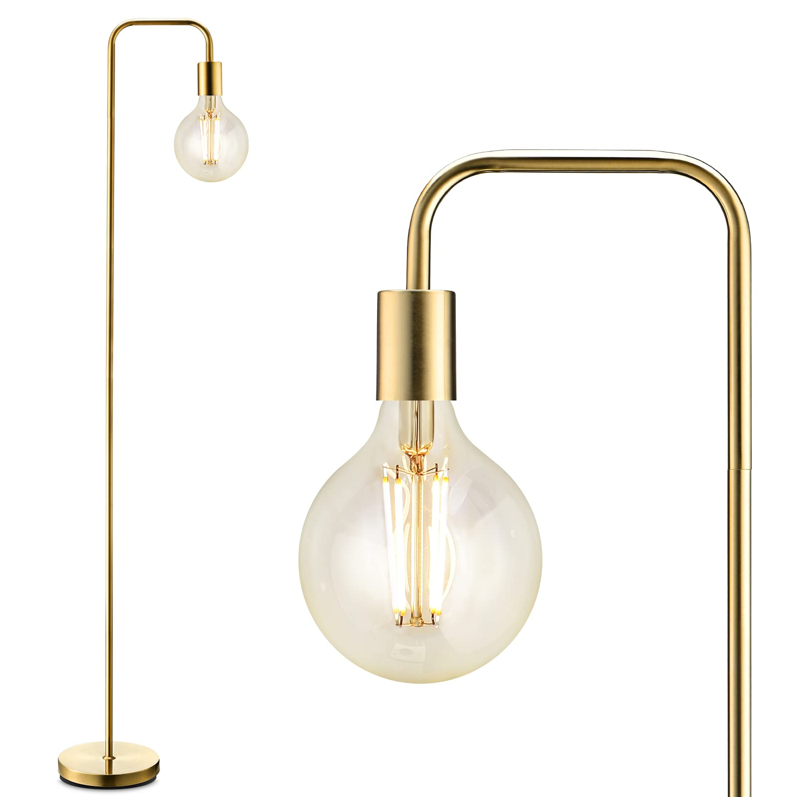 Photo 1 of BoostArea Industrial Gold Standing Lamp, 63 Inch, E26 Socket, On/Off Footswitch, ETL Listed, Modern for Bedroom, Living Room, Minimalist, Vintage, Mid-Century, Boho, Metal