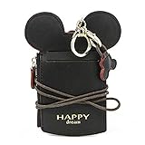 LEECCO Neck Pouch,Trend Small Travel Leather Student ID Card Holder Lanyard Neck Pouch Bag With Coin Wallet Purse for Students Women Kids Girls (Black)