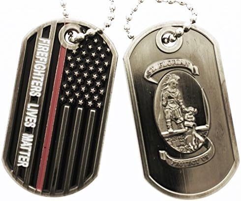 Firefighter Lives Matter Thin Red Line Flag Dog Tag