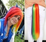 HILISS My Little Pony Rainbow Cosplay Wig +Dash Hair Fall Tie on Claw Clip Ponytail Set -Friendship Is Magic